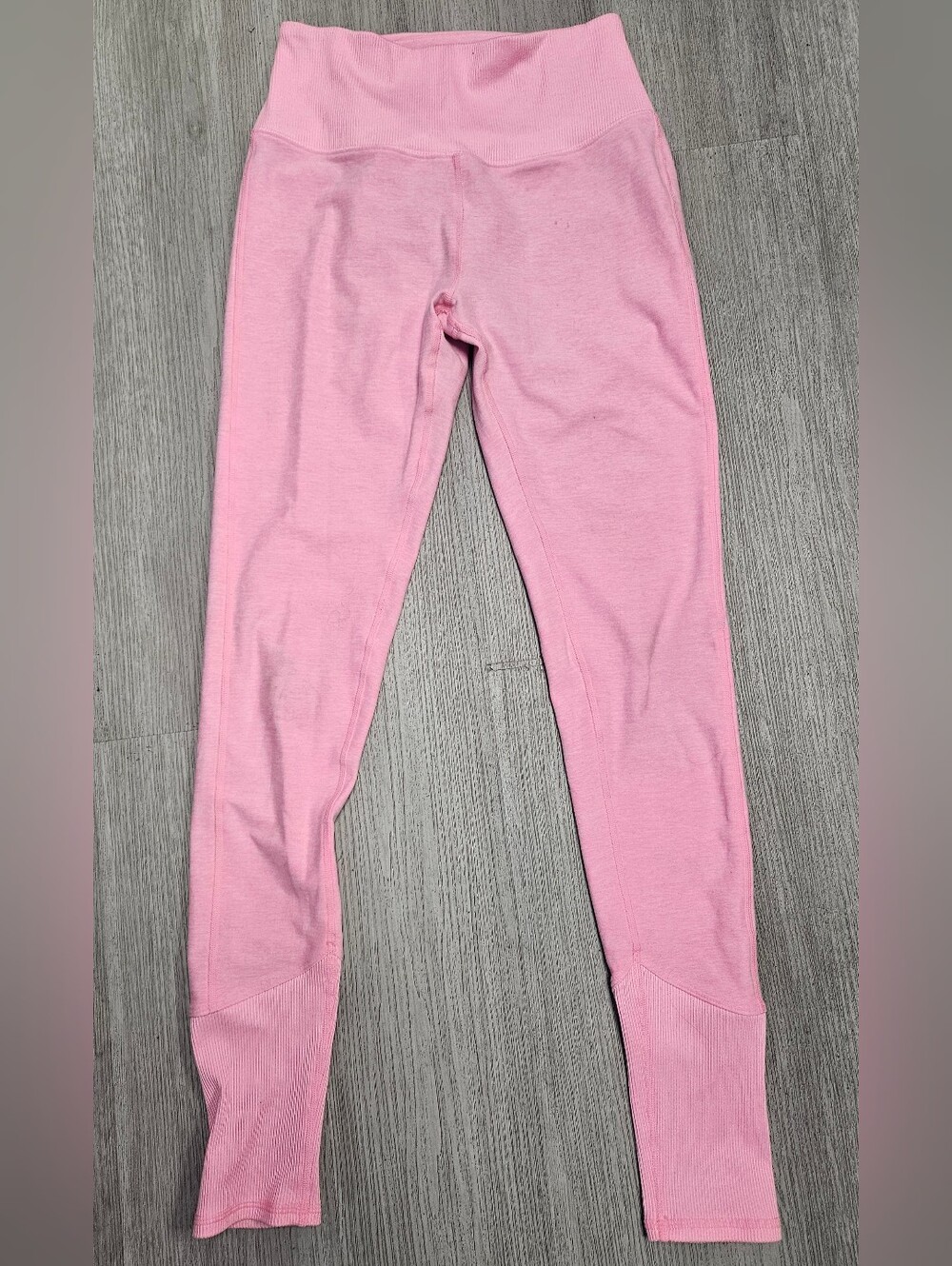 ALO Yoga Pink Leggings Ribbed Ankle Leggings Hot Pink Yoga Pants Small Womens